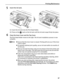 Page 51Printing Maintenance
47
5Insert the ink tank.
(1) Insert the ink tank into the Print Head Holder.
(2) Press on the   mark on the ink tank until the ink tank snaps firmly into place.
6Close the Inner Cover and the Top Cover.
The Print Head Holder moves to the right. The ink tank installation process is now 
complete.
zEnsure that the Inner Cover is closed. Printing will not occur if the Inner 
Cover is open. 
zTo maintain optimal print quality, use an ink tank within six months of 
its first use.
zOnce an...