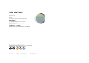 Page 100Photo Printer
Series
Quick Start Guide
QA7-3440-V01XXXXXXXX ©CANON INC.2004PRINTED IN THAILAND The following ink tanks are compatible with this printer.
For details on ink tank replacement, refer to “Replacing an Ink Tank” in this guide.Quick Start GuideCanon U.S.A., Inc.One Canon Plaza, Lake Success, NY 11042, U.S.A.Canon Inc. 30-2, Shimomaruko 3-chome, Ohta-ku, Tokyo 146-8501, JapanCanon Canada, Inc.6390 Dixie Road, Mississauga, Ontario, L5T 1P7, CanadaCanon Latin America, Inc. 703 Waterford Way, Suite...