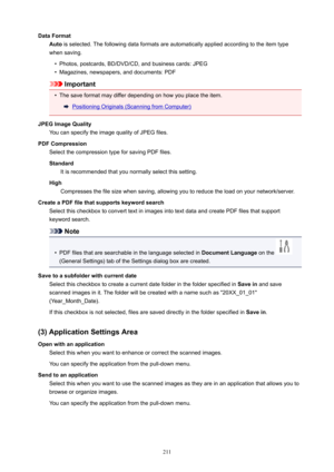 Page 211DataFormatAuto isselected.Thefollowingdataformatsareautomaticallyappliedaccordingtotheitemtype
whensaving.