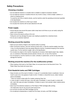 Page 202Safety PrecautionsChoosing a location