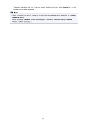 Page 227The setting is enabled after this. When you want to disable this function, select Disable from the list
according to the same procedure.
Note
