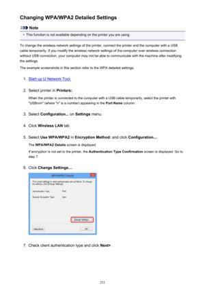 Page 252Changing WPA/WPA2 Detailed Settings
Note
