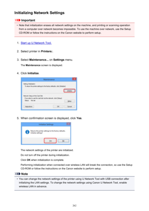 Page 262Initializing Network Settings
Important
