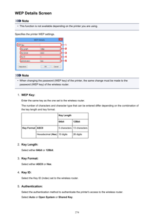 Page 274WEP Details Screen
Note
