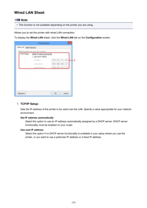 Page 279Wired LAN Sheet
Note
