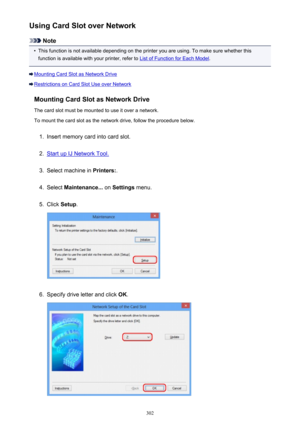 Page 302Using Card Slot over Network
Note
