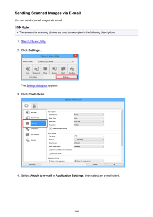 Page 540Sending Scanned Images via E-mailYou can send scanned images via e-mail.
Note
