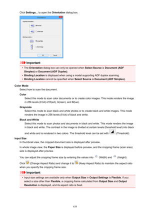 Page 638Click Settings...  to open the  Orientation dialog box.
Important
