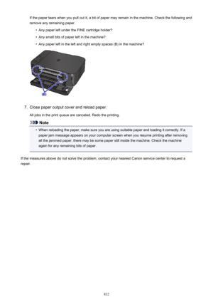 Page 832If the paper tears when you pull out it, a bit of paper may remain in the machine. Check the following and
remove any remaining paper.
