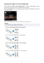 Page 511Copying Four Pages to Fit onto a Single PageWhen you select  4-on-1 copy for Layout  in Standard copy , you can copy four original pages onto a single
sheet of paper by reducing each image. Four different layouts are available.
Press the right  Function button on the Copy standby screen to display the print settings screen, then select
4-on-1 copy  for Layout .
Press the right  Function button to specify the orientation and the advanced layout.
Note
•
The layout is the same regardless of the...