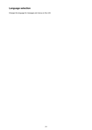 Page 233Language selectionChanges the language for messages and menus on the LCD.233 