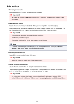 Page 249Print settings