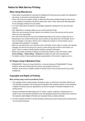 Page 54Notice for Web Service PrintingWhen Using Web Service