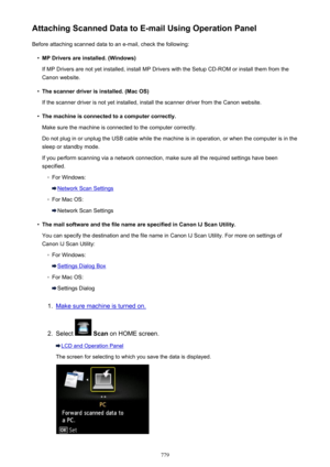 Page 779Attaching Scanned Data to E-mail Using Operation PanelBefore attaching scanned data to an e-mail, check the following: