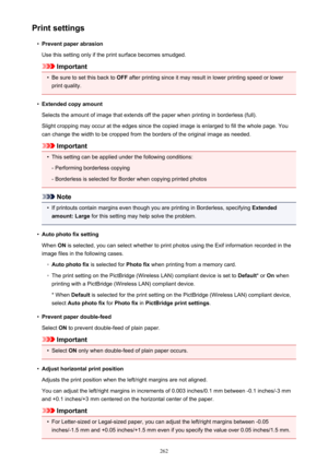 Page 262Print settings