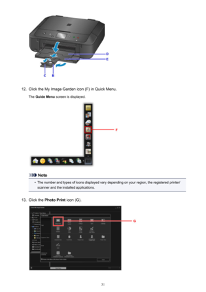 Page 3112.
Click the My Image Garden icon (F) in Quick Menu.The  Guide Menu  screen is displayed.
Note
