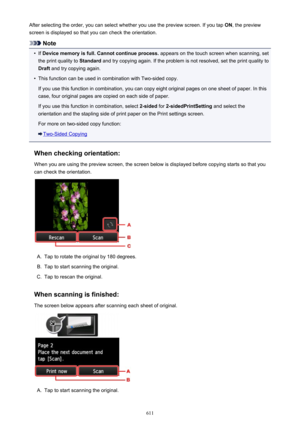 Page 611After selecting the order, you can select whether you use the preview screen. If you tap ON, the preview
screen is displayed so that you can check the orientation.
Note
