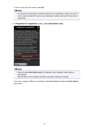 Page 82To return to the cloud main screen, select Exit.
Note
