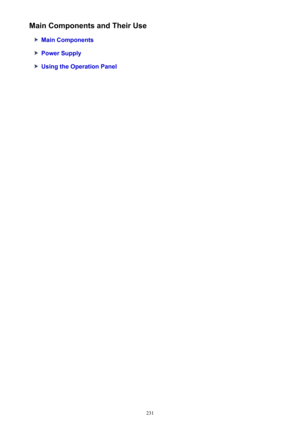 Page 231Main Components and Their Use
Main Components
Power Supply
Using the Operation Panel
231 