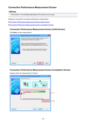 Page 340Connection Performance Measurement Screen
Note
