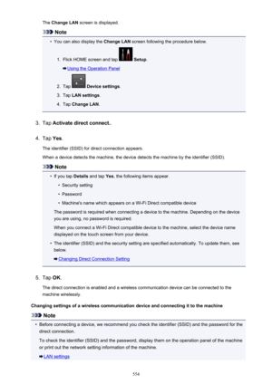 Page 554The Change LAN  screen is displayed.
Note
