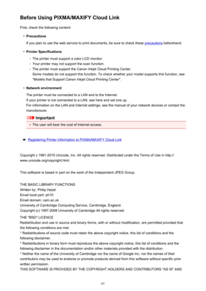 Page 61Before Using PIXMA/MAXIFY Cloud LinkFirst, check the following content: