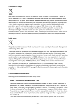 Page 130Korisnici u Srbiji
Ovaj simbol označava da ovaj proizvod ne sme da se odlaže sa ostalim kućnim otpadom, u skladu sa
WEEE Direktivom (2012/19/EU) i nacionalnim zakonima. Ovaj proizvod treba predati određenom centru
za prikupljanje, npr. na osnovi "jedan-za-jedan" kada kupujete sličan novi proizvod, ili ovlašćenom centru za prikupljanje za reciklažu istrošene električne i elektronske opreme (EEE). Nepravilno rukovanje ovom
vrstom otpada može da ima moguće negativne posledice po životnu sredinu i...