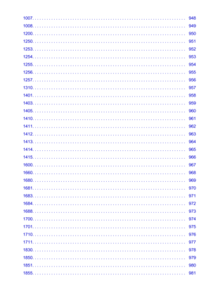 Page 151007. . . . . . . . . . . . . . . . . . . . . . . . . . . . . . . . . . . . . . . . . . . . . . . . . . . . . . . . . . . . . . . . .   948
1008. . . . . . . . . . . . . . . . . . . . . . . . . . . . . . . . . . . . . . . . . . . . . . . . . . . . . . . . . . . . . . . . .   949
1200. . . . . . . . . . . . . . . . . . . . . . . . . . . . . . . . . . . . . . . . . . . . . . . . . . . . . . . . . . . . . . . . .   950
1250. . . . . . . . . . . . . . . . . . . . . . . . . . . . . . . . . . . . . . . . . . ....