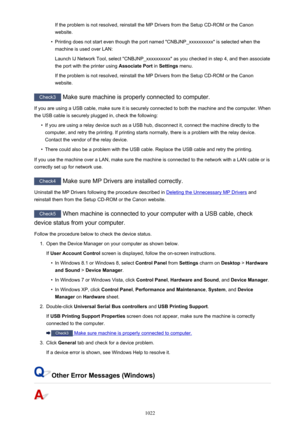 Page 1022If the problem is not resolved, reinstall the MP Drivers from the Setup CD-ROM or the Canonwebsite.