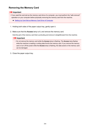 Page 204Removing the Memory Card
Important
