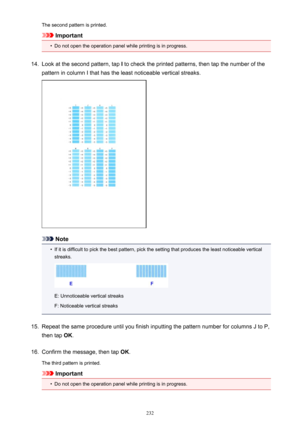 Page 232The second pattern is printed.
Important
