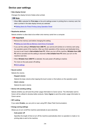 Page 298Device user settings