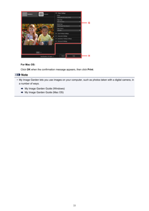 Page 33For Mac OS:
Click  OK when the confirmation message appears, then click  Print.
Note
