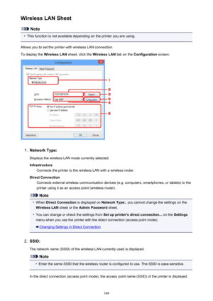 Page 348Wireless LAN Sheet
Note
