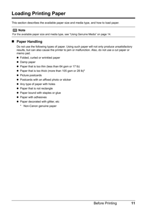 Page 1311 Before Printing
Loading Printing Paper
This section describes the available paper size and media type, and how to load paper.
