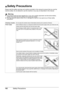 Page 106102Safety Precautions
Safety Precautions
Please read the safety warnings and cautions provided in this manual to ensure that you use the 
machine safely. Do not attempt to use the machine in any way not described in this manual.
Warning
zThis product emits low level magnetic flux. If you use a cardiac pacemaker and feel abnormalities, 
please move away from this product and consult your doctor.
zYou may cause an electric shock, fire, or damage the machine if you ignore any of these safety 
precautions....