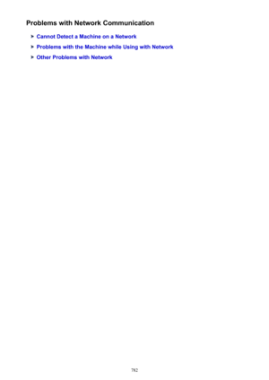 Page 782Problems with Network Communication
Cannot Detect a Machine on a Network
Problems with the Machine while Using with Network
Other Problems with Network
782 