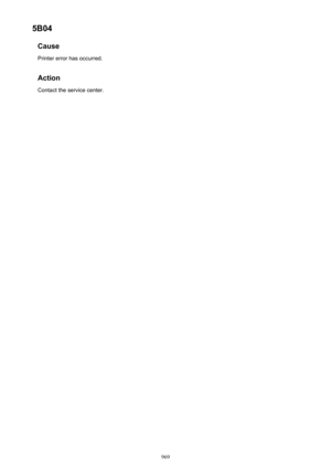 Page 9695B04CausePrinter error has occurred.
Action Contact the service center.
969 