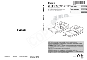 Page 1
CDI-M193-010            xx05xxxx           © 2005 CANON INC.           PRINTED IN JAPANIMPRIMÉ AU JAPON
NOTICE!  When a computer is connected to the printer, be sure to install the software and the 
printer driver bundled on the supplied CD-ROM (Canon CP Printer Solution Disk).
If you are using another version of software, ac tual screen contents and procedures may differ 
slightly from those indicated in this guide.
¡ATENCIÓN!   Cuando se conecte un ordenador a la impr esora, asegúrese de instalar el...