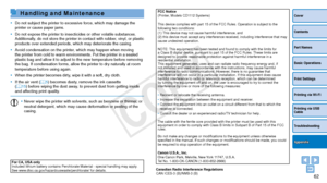 Page 6262
Cover
Contents
Part Names
Basic Operations
Print Settings
Printing via USB 
Cable
Troubleshooting
Printing via Wi-Fi
Appendix
FCC Notice
(Printer, Models CD1112 Systems)
This device complies with part 15 of the FCC Rules. Operation is subject\
 to the 
following two conditions:
(1) This device may not cause harmful interference, and
(2) this device must accept any interference received, including inter\
ference that may 
cause undesired operation.
NOTE: This equipment has been tested and found to...