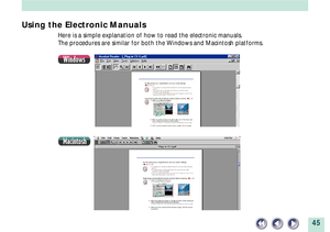 Page 4545
Using the Electronic Manuals
Here is a simple explanation of how to read the electronic manuals.
The procedures are similar for both the Windows and Macintosh platforms.
Macintosh
Windows 