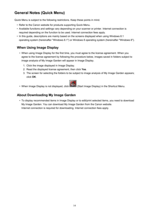 Page 14GeneralNotes(QuickMenu)QuickMenuissubjecttothefollowingrestrictions.Keepthesepointsinmind.