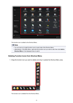 Page 22ThefunctioniconisaddedtotheShortcutMenu.
Note
