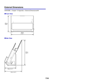 Page 114114
External Dimensions
###HOME > Chapter 13 Appendix > External Dimensions###
„Front View 
„Side View  