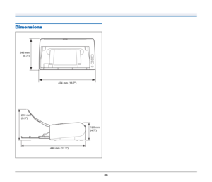 Page 8686
Dimensions
246 mm
(9.7)
424 mm (16.7)
440 mm (17.3) 210 mm 
(8.3)
120 mm 
(4.7) 