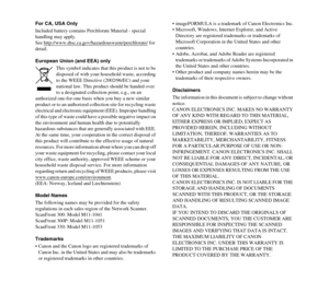 Page 3For CA, USA Only
Included battery contains Perchlorate Material - special 
handling may apply.
See http://www.dtsc.ca.gov/hazardouswaste/perchlorate/
 for 
detail.
European Union (and EEA) only
This symbol indicates that this product is not to be 
disposed of with your household waste, according 
to the WEEE Directive (2002/96/EC) and your 
national law. This product should be handed over 
to a designated collection point, e.g., on an 
authorized one-for-one basis when you buy a new similar 
product or...