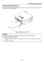 Page 2819
2. Installation and Connections
MEN U
BA CK
W
AR NINGPOWERAUTO PCINPU T
VO L-VOL+
LAMP
L  AUDIO IN  RANALOG IN -
1 ANALOG IN-
2AUDIO OUTL  AUDIO IN  R
SERVICE PORT AUDIO IN
M
ONO
M O
NOV
ID
EO
 IN
S -
V ID
EO
IN
Connecting the Supplied Power Cord
Connect the supplied power cord to the projector.
First connect the supplied power cords two-pin plug to the AC IN of the projector, and then connect the other plug of
the supplied power cord in the wall outlet.
Make sure that the prongs are fully inserted...