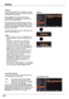 Page 5454
Setting
Capture
Capture
This function enables you to capture an image being projected to use it for a starting-up display or interval of presentations.
Select Capture and press the OK button.  A confirmation box appears and select Yes to capture the projected image.
After capturing the projected image, go to the Logo select function and set it to User. Then the captured image will be displayed the next time you turn on the projector or when you press the BLANK button (p 29). 
To cancel the capture...