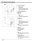 Page 12⑤
12
Part Names and Functions
①Top Controls and Indicators
②Infrared Remote Receiver
③Lamp Cover (Lamp and Air Filter)
④Adjustable feet
⑤Speaker
⑥Exhaust vent
⑦Air Intake vent
⑧Projection Window
Note:           Do not touch the projection window, otherwise, 
           the window may be soiled and the image can be  
           smudgy.
⑨Focus Lever
⑩LAN Connection Terminal
⑪ Terminals and Connectors
⑫Power Cord Connector
⑬Security Bar
Note:⑩LAN Connection Terminal is for the Network  
function. Refer to...