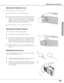 Page 4747
Maintenance and Cleaning
Disconnect the AC power cord before cleaning.
When the projector is not in use, replace the lens cover.
1
3
2
Follow these steps to clean the projection lens.
Disconnect the AC power cord before cleaning.1
Gently wipe the projector body with a soft, dry cleaning
cloth.  When it is heavily soiled, use a small amount of mild
detergent and finish with a soft, dry cleaning cloth.  Avoid
using an excessive amount of cleaner.  Abrasive cleaners,
solvents, or other harsh chemicals...